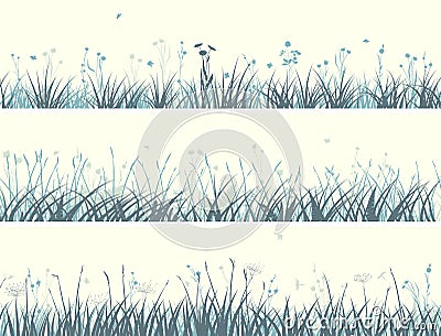 Banner of abstract meadow grass. Vector Illustration