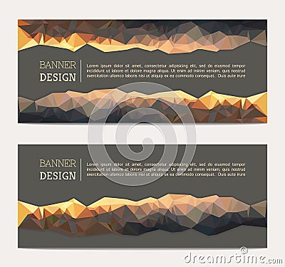 Banner with abstract polygonal background Vector Illustration