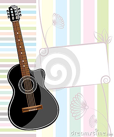 Banner with an acoustic guitar Vector Illustration