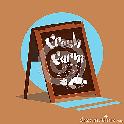 Banner Advertising Eco Farming Fresh Domestic Food Concept Vector Illustration