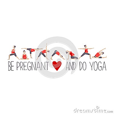 Banner for advertising pregnant yoga. Vector Illustration