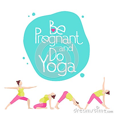 Banner for advertising pregnant yoga. Vector Illustration