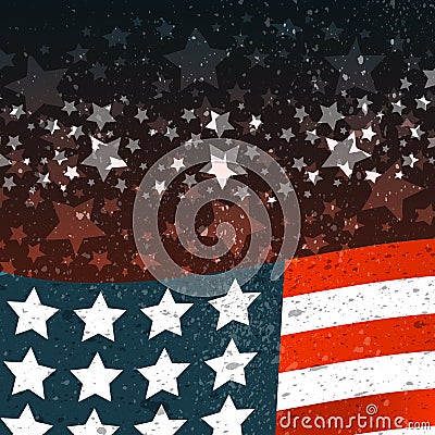 Banner with American flag and abstract texture. Template for the Vector Illustration