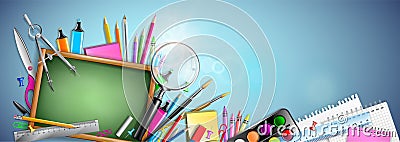 Banner Back To School Vector Illustration