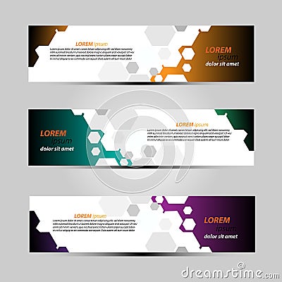 Banner Background Web Design Vector Template With Attractive And Simple Themes with Three Designs Vector Illustration