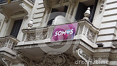 Banner on balcony in Buenos Aires Editorial Stock Photo