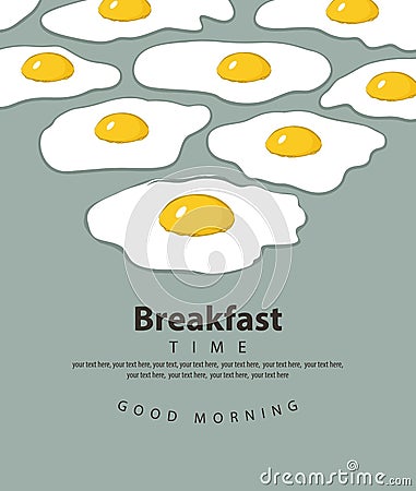 Banner for breakfast time with fried eggs Vector Illustration