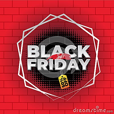 Banner Brick Black Friday sale promo Stock Photo