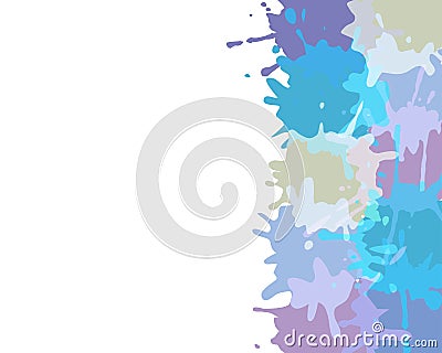 Banner with bright splash blots on right side of the background, cold tone. Vector illustration Vector Illustration