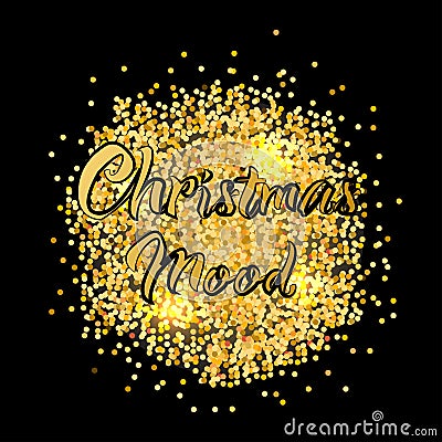 Banner for christmas mood with gold texture Vector Illustration