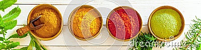 Banner with colourful spices Stock Photo