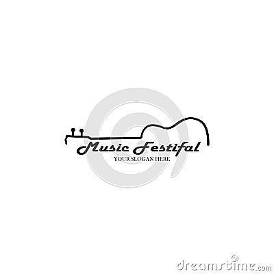 Banner for the concert of classical live music with a guitar, Guitar logo, classic,instrument, musical,rock,sound,acoustic Vector Illustration