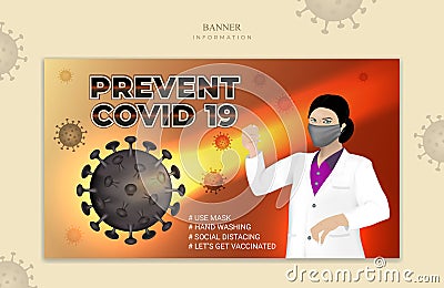 Banner to remind everyone to prevent the transmission of the corona virus Vector Illustration