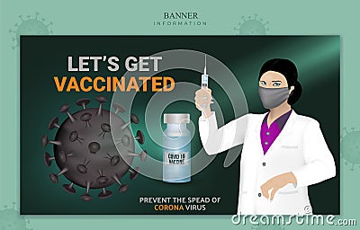 Banner to invite everyone to be vaccinated Vector Illustration