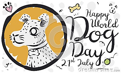 Dog Portrait in Hand Drawn Style for Dog Day Celebration, Vector Illustration Vector Illustration