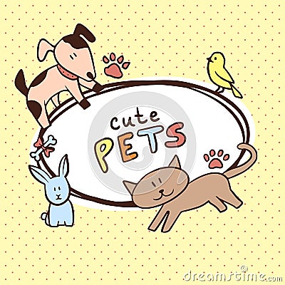 Banner with cute pets Vector Illustration