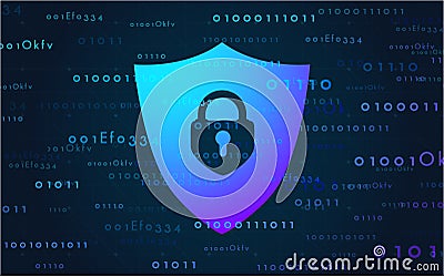 Banner cyber security data on the Internet. Vector illustration in a modern style Cartoon Illustration