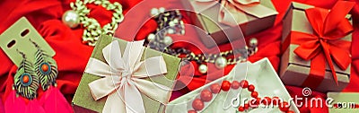 Banner Decorative composition preparation for the holiday Decoration gifts Stock Photo