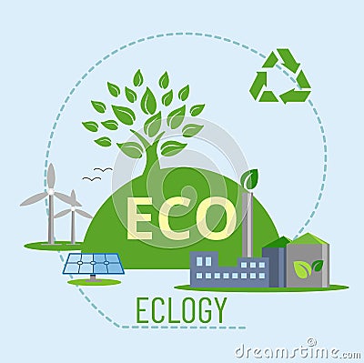 Banner protection of nature through the ecosystem. The concept of nature protection. Vector. Vector Illustration