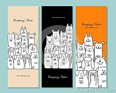 Banner design, funny dogs family Vector Illustration