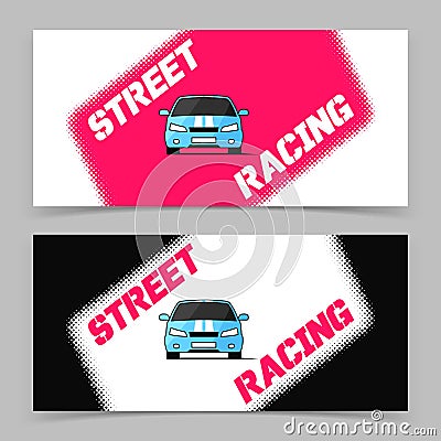 Banner design with street racing car icon Vector Illustration