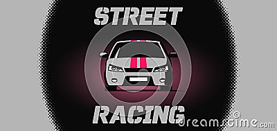 Banner design with street racing car icon Vector Illustration