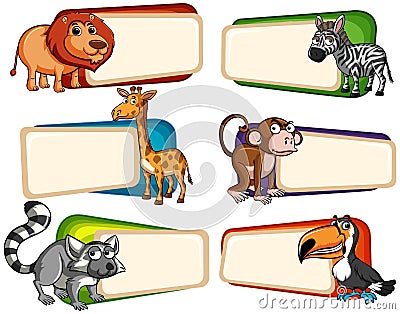 Banner design with wild animals Vector Illustration