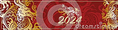 Banner with Dragon symbols Vector Illustration