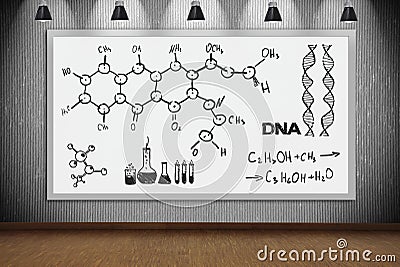 Banner with drawing chemical scheme Stock Photo