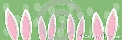 Banner with the ears of four Easter rabbits Stock Photo