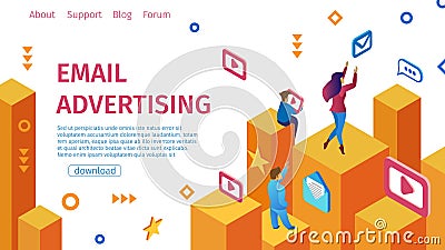 Banner Email Advertising Flat Vector Illustration. Vector Illustration