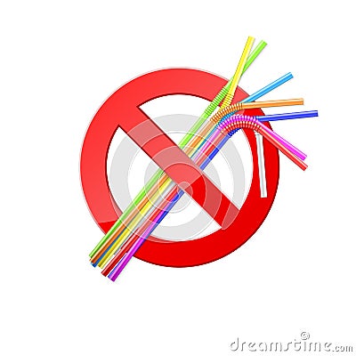 Banner for environmental day. Stop use plastic straws. Say No pollution of nature. Vector illustration Vector Illustration