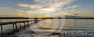 Banner of exciting twilight at the shore Stock Photo