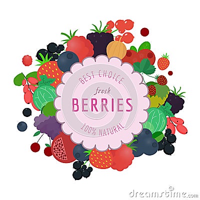 Banner with flat berries Vector Illustration