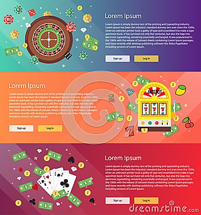 Banner - Flat Casino set Vector Illustration