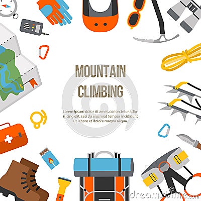 Banner flat design equipment for climbing Vector Illustration