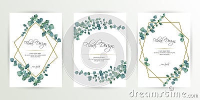 Banner on flower background. Wedding Invitation, modern card Design. Save the Date Card Templates Set with Greenery, Decorative Vector Illustration