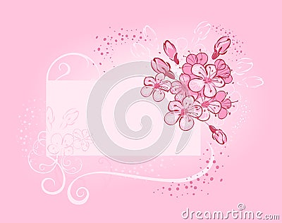 Banner with flowering cherry Vector Illustration