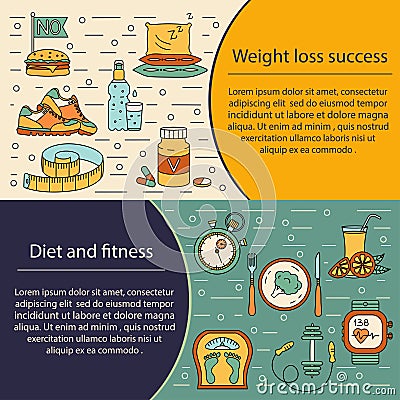 Banner or flyer template. Weight Loss, Diet card. Vector Illustration