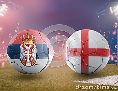 Banner Football group match Serbia vs England Stock Photo