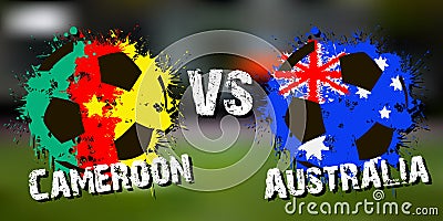 Banner football match Cameroon vs Australia Vector Illustration