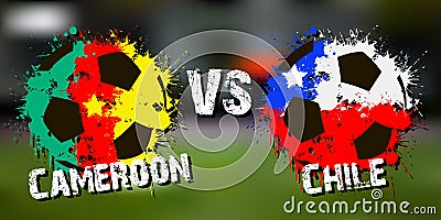 Banner football match Cameroon vs Chile Vector Illustration