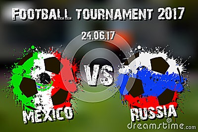 Banner football match Mexico vs Russia Vector Illustration