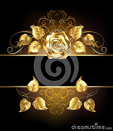 Banner with golden rose Vector Illustration