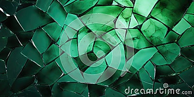 Banner with green broken glass, texture Stock Photo