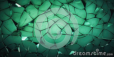 Banner with green broken glass, texture Stock Photo