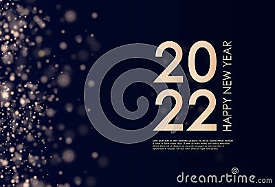 Banner happy new year 2022 with gold dust. Vector Illustration