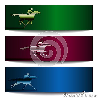 Banner with horserace Vector Illustration