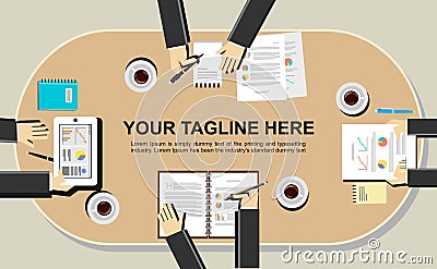 Banner illustration. Flat design illustration concepts for meeting, discussion, analysis, working, management, brainstorming, fina Vector Illustration