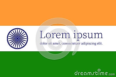 Banner for Independence Day of India or for Republic day.Background with national country symbol, tricolor with wheel.Wallpaper Vector Illustration